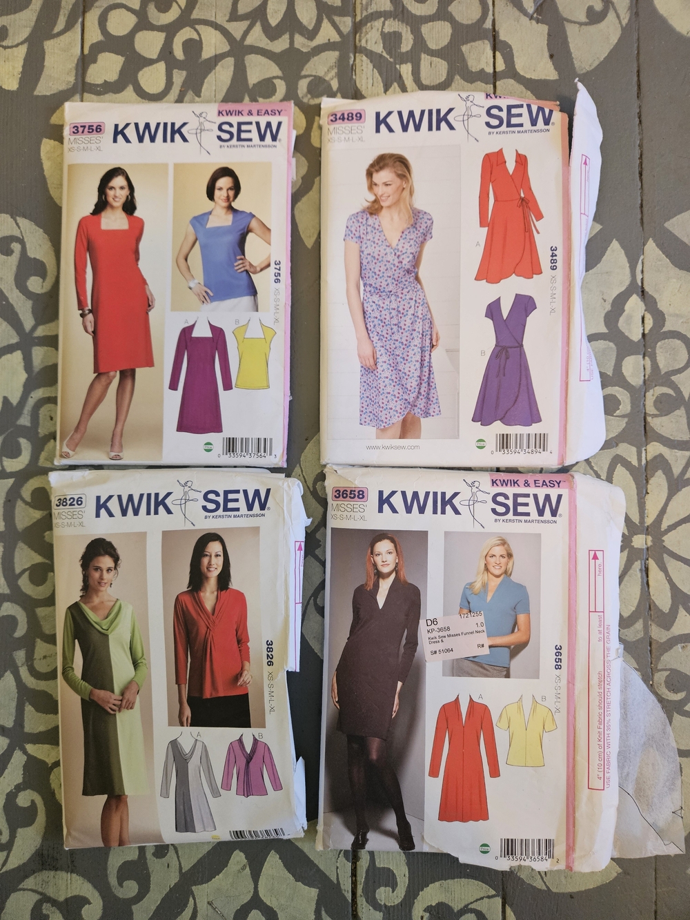 Kwik Sew Women's Dress Pattern Assortment - Red, Purple, Blue, Green